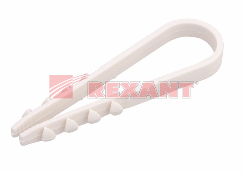 Дюбель-хомут нейлоновый 5-10 мм, белый (100 шт/уп) REXANT